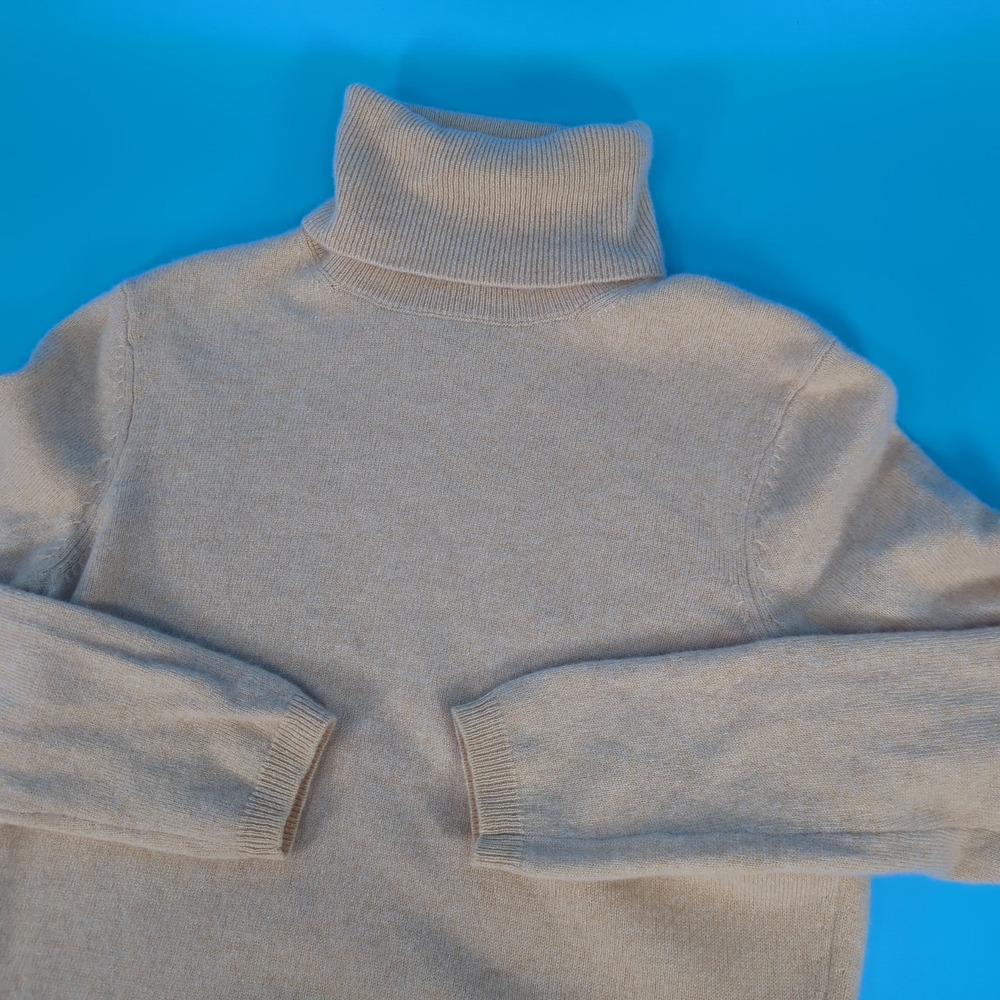 C by Bloomingdale's Cashmere Turtleneck Sweater Tan Beige Womens Medium